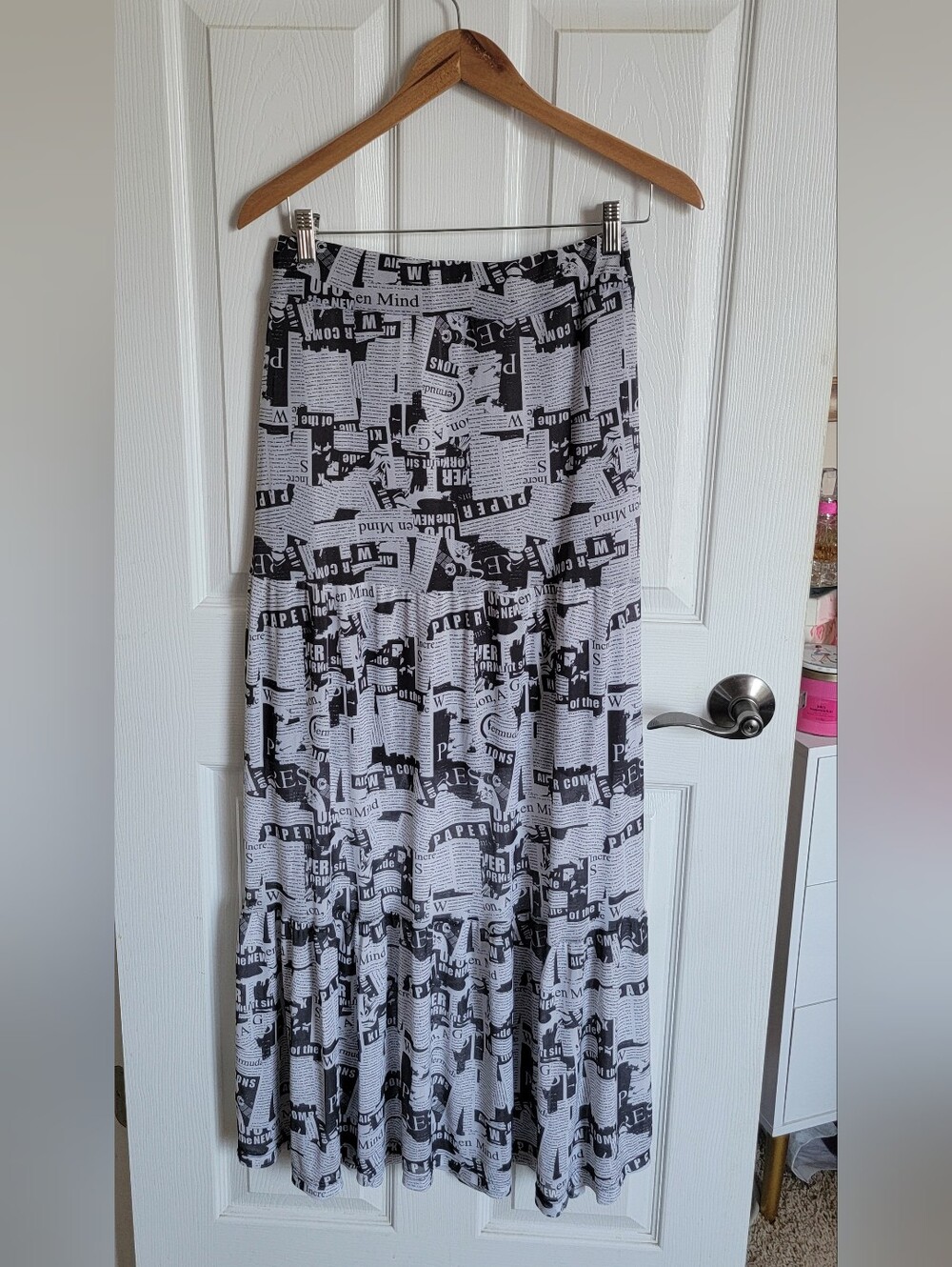 Black & White Newsprint Maxi Skirt